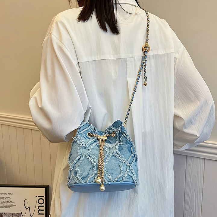 Capri Pearl Frayed Bucket Bag