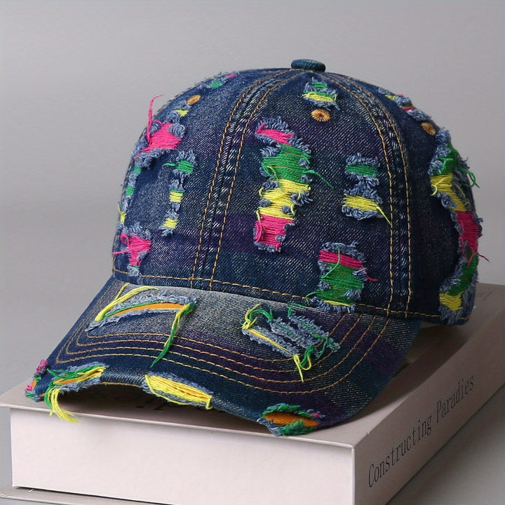 Colorburst Distressed Denim Cap