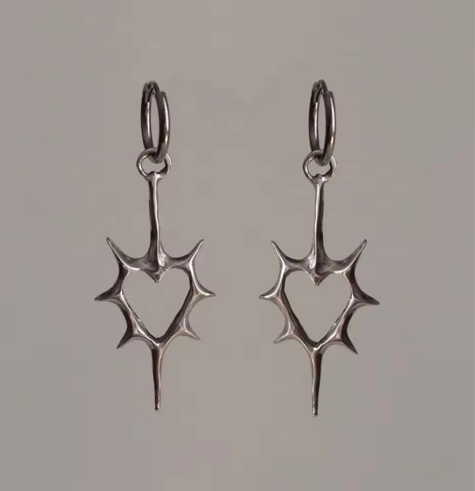 Bed Of Thorns Heart Earrings