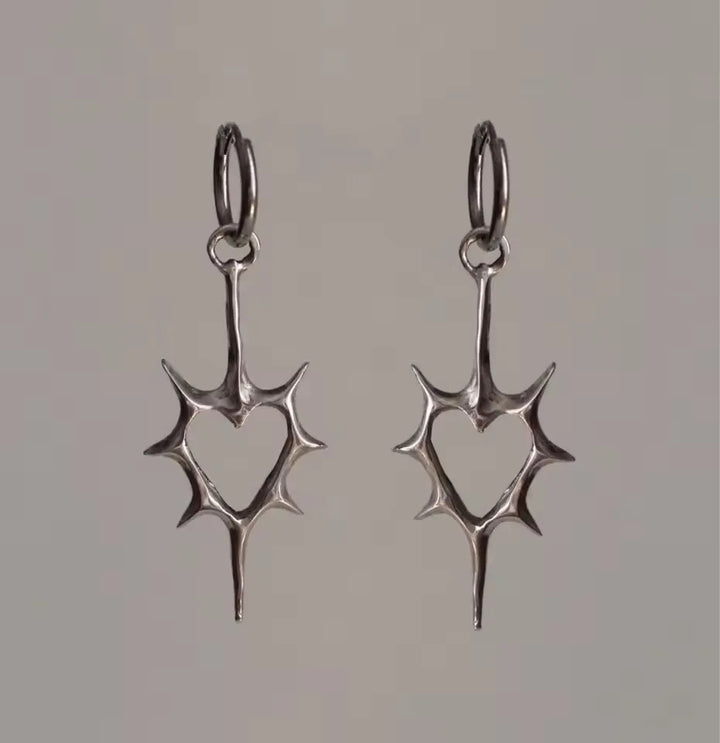 Bed Of Thorns Heart Earrings