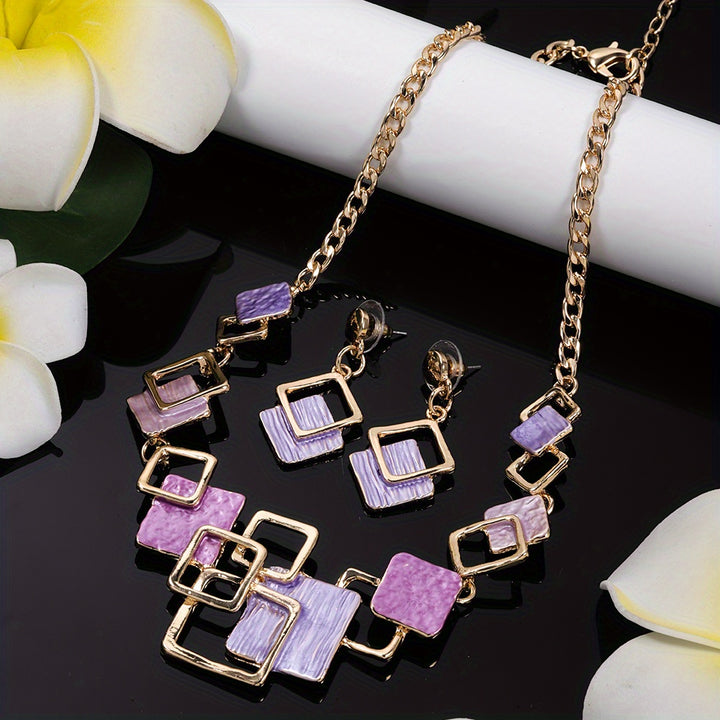Gallery Squares Necklace & Earring Set