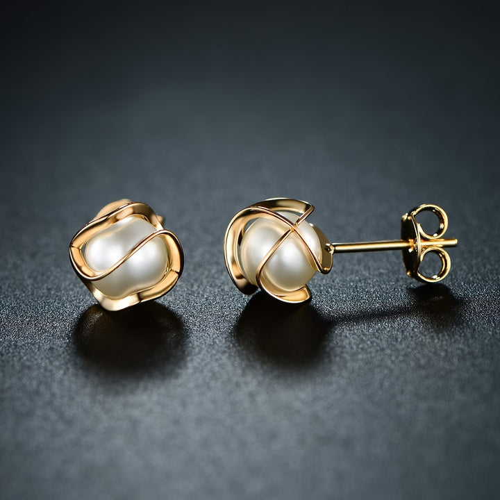 Pearl Knot Stud Earrings