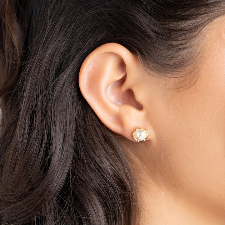 Pearl Knot Stud Earrings