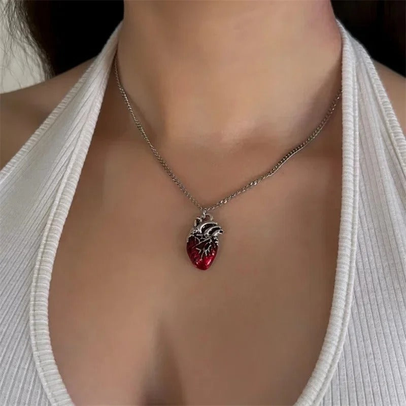 Crimson Heart Pendant Necklace