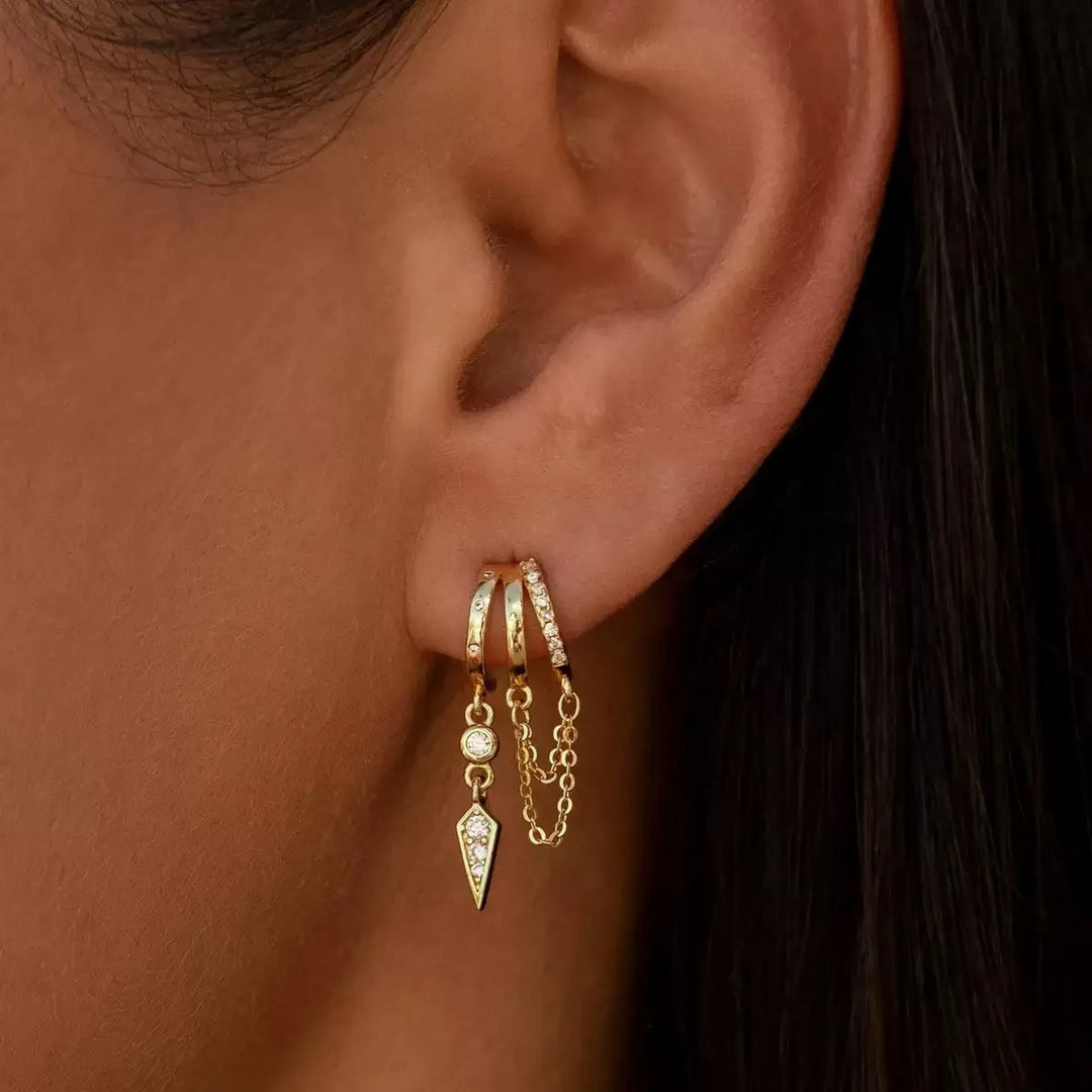 Bezel Spike Stack Earrings