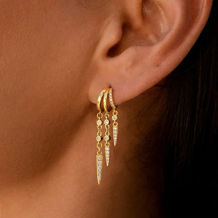 Bezel Spike Stack Earrings