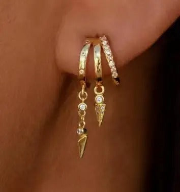 Bezel Spike Stack Earrings