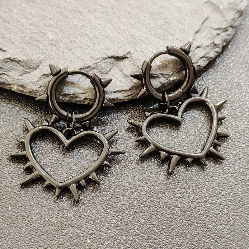 Bed Of Thorns Heart Earrings